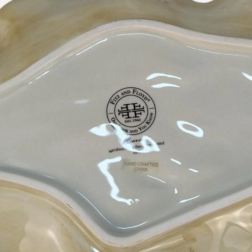 Fitz‎ and Floyd Harvest Leaf Tray Earthenware Fall Autumn Serving Dish